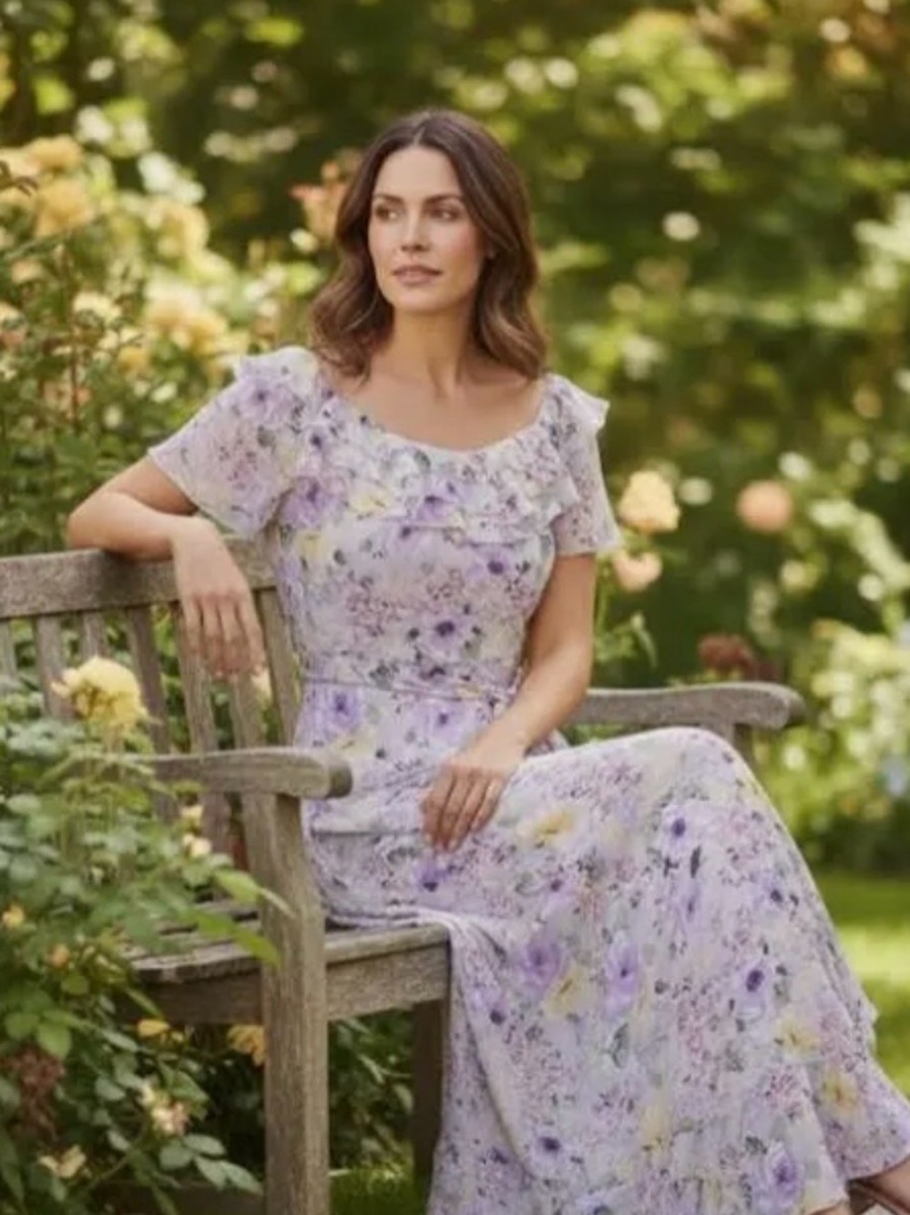 MELLODAY Lilac Floral Ruffle Maxi Dress